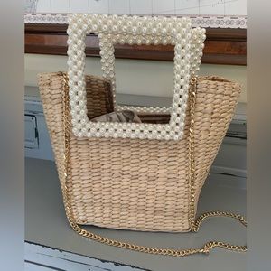 Zara Pearl handle wicker bag